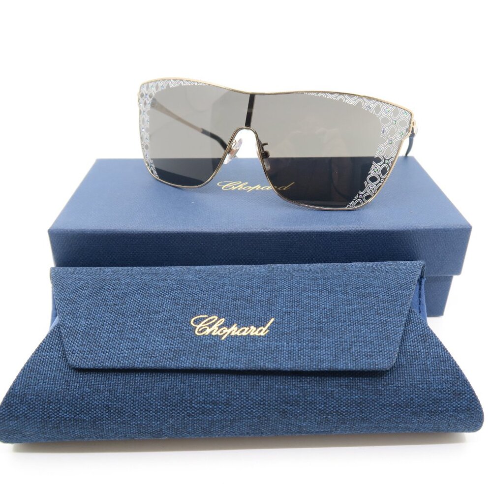 Chopard SCHC20S 998FEL Multicolor Shield Gold/Crystals New Women's Sunglasses.